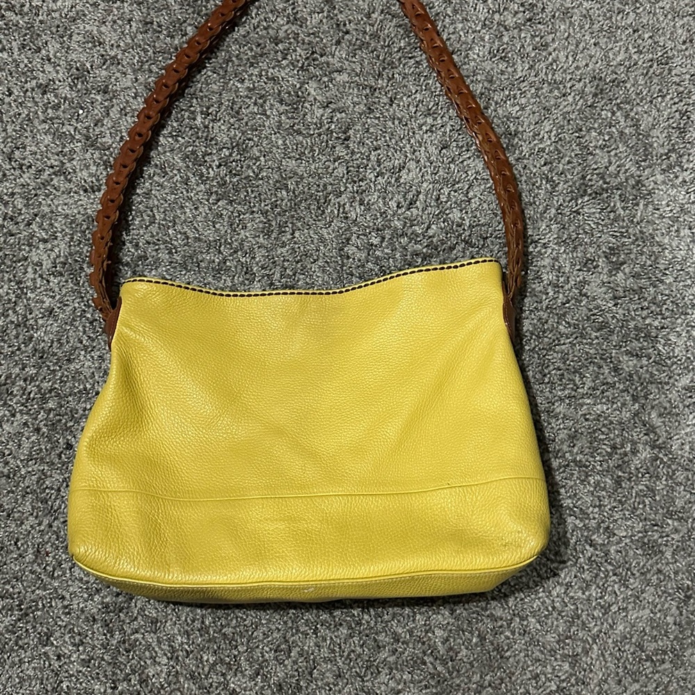 Plinio Visona Yellow and Brown Shoulder Bag with Braided Strap